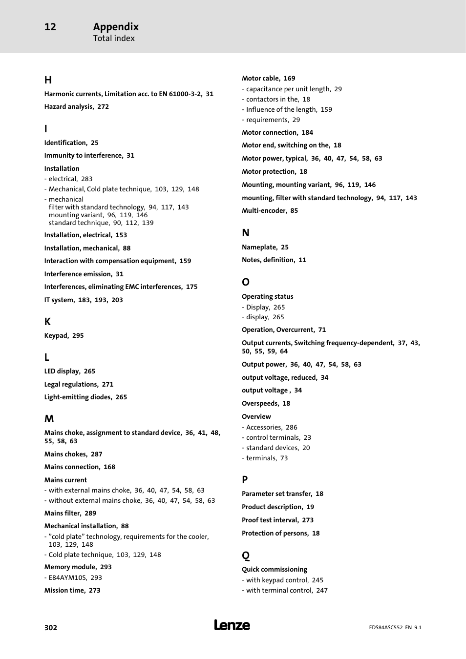 Appendix | Lenze 8400 User Manual | Page 302 / 304