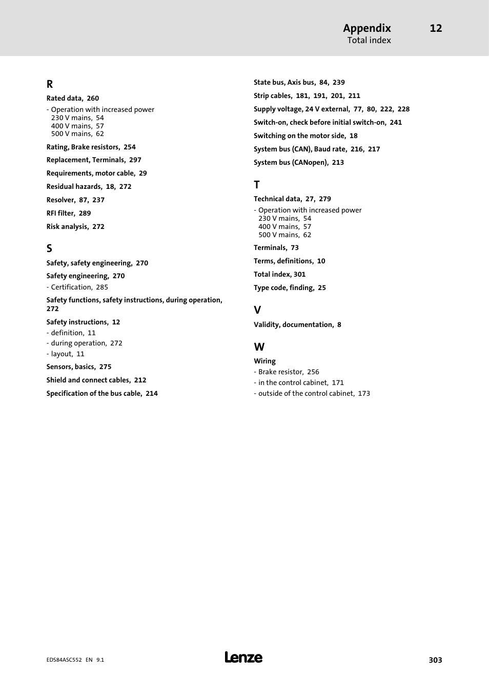 Appendix | Lenze 8400 User Manual | Page 303 / 304