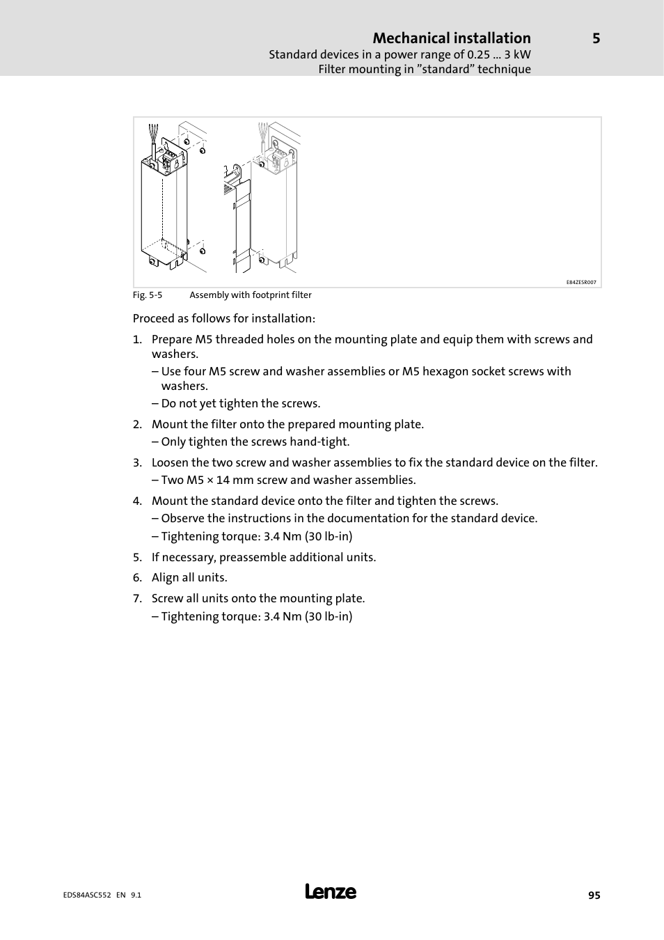 Mechanical installation | Lenze 8400 User Manual | Page 95 / 304