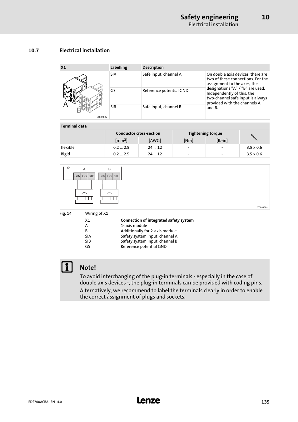 Electrical installation, 8 electrical installation, Safety engineering | Lenze i700 Manual User Manual | Page 135 / 159