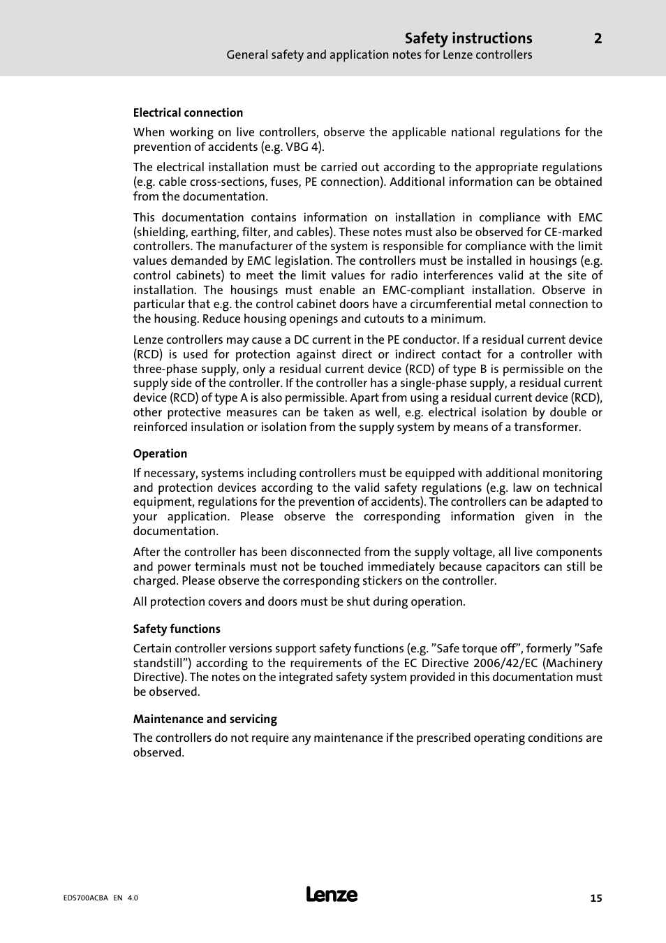 Safety instructions | Lenze i700 Manual User Manual | Page 15 / 159