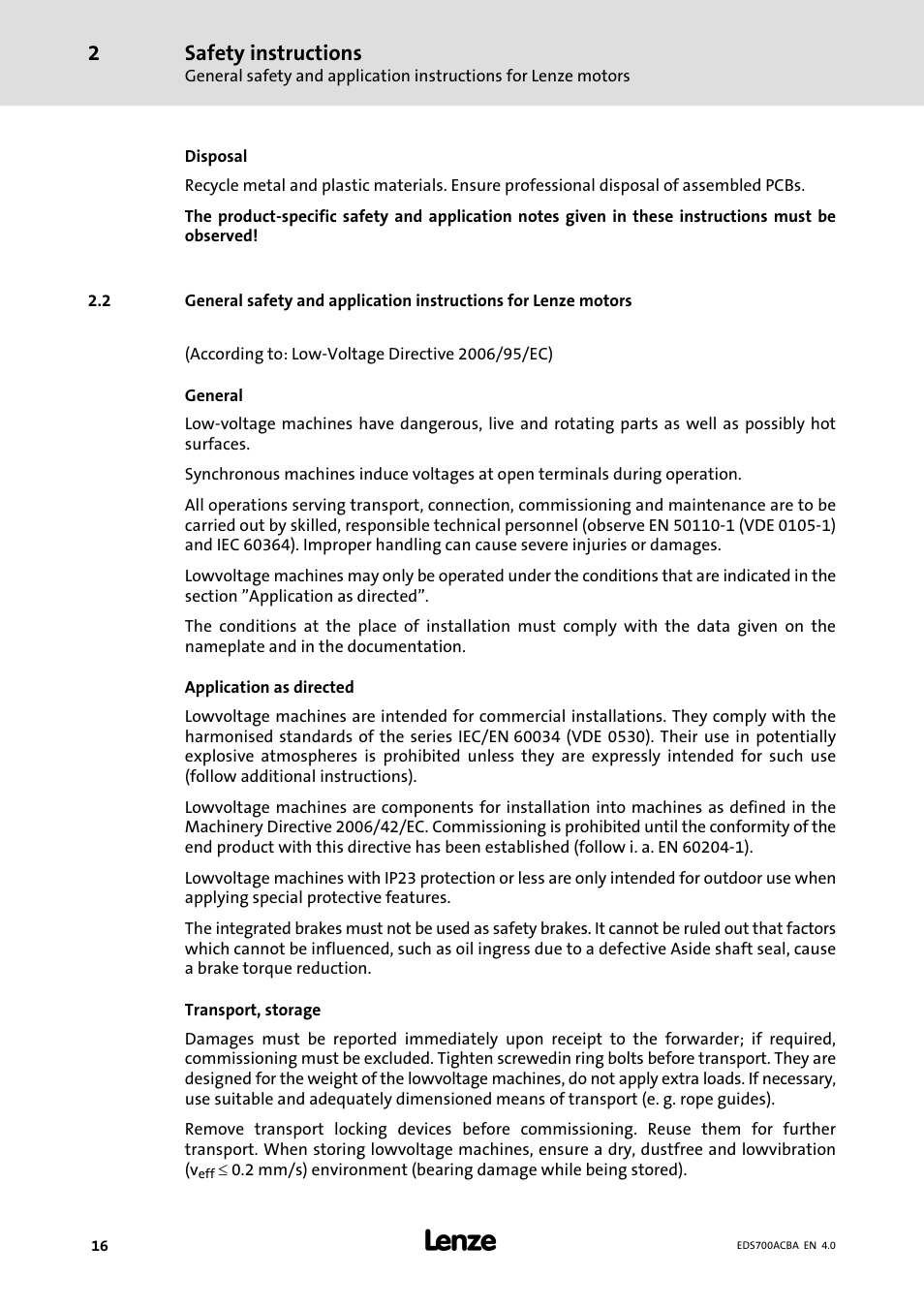 Safety instructions | Lenze i700 Manual User Manual | Page 16 / 159