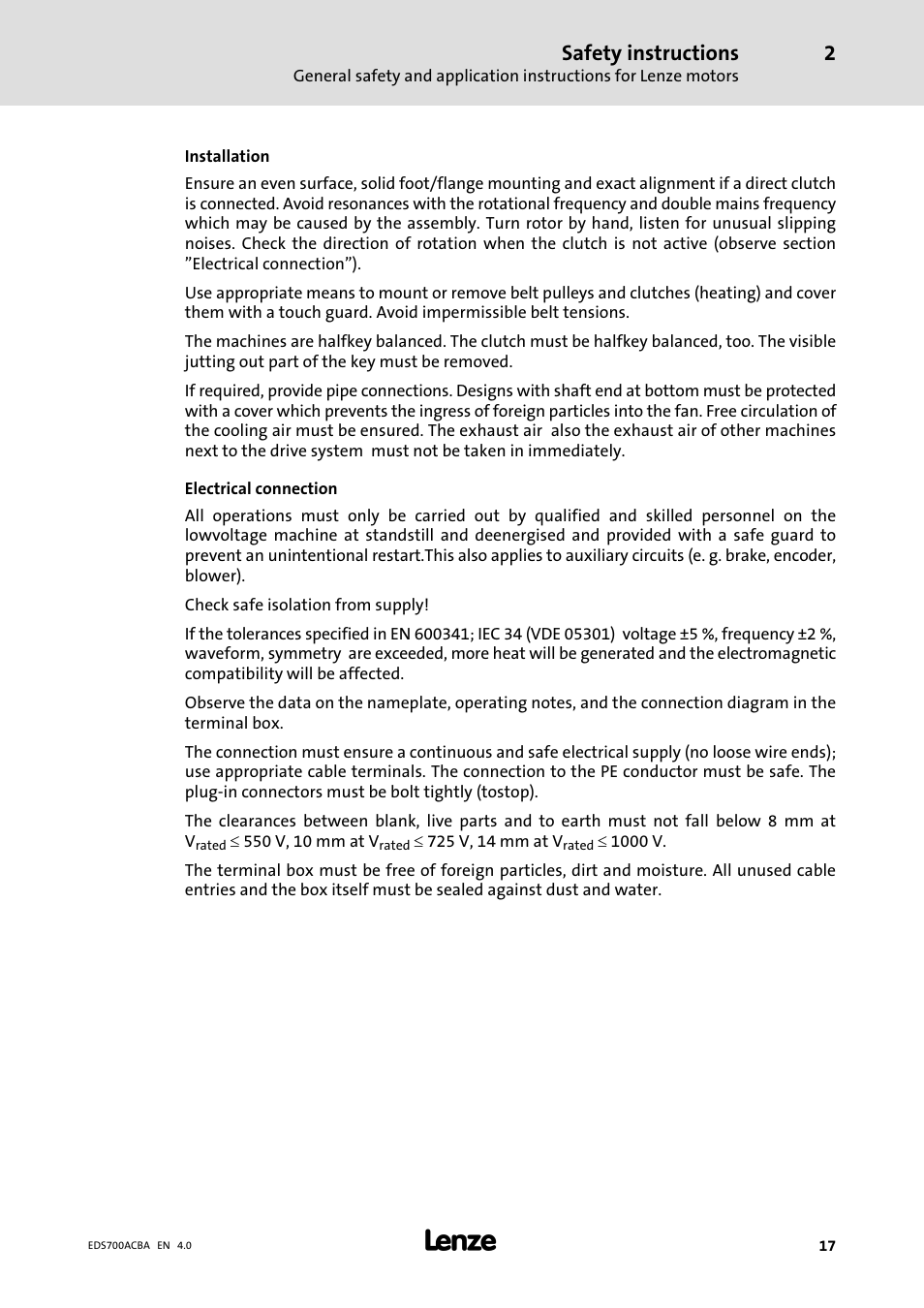 Safety instructions | Lenze i700 Manual User Manual | Page 17 / 159