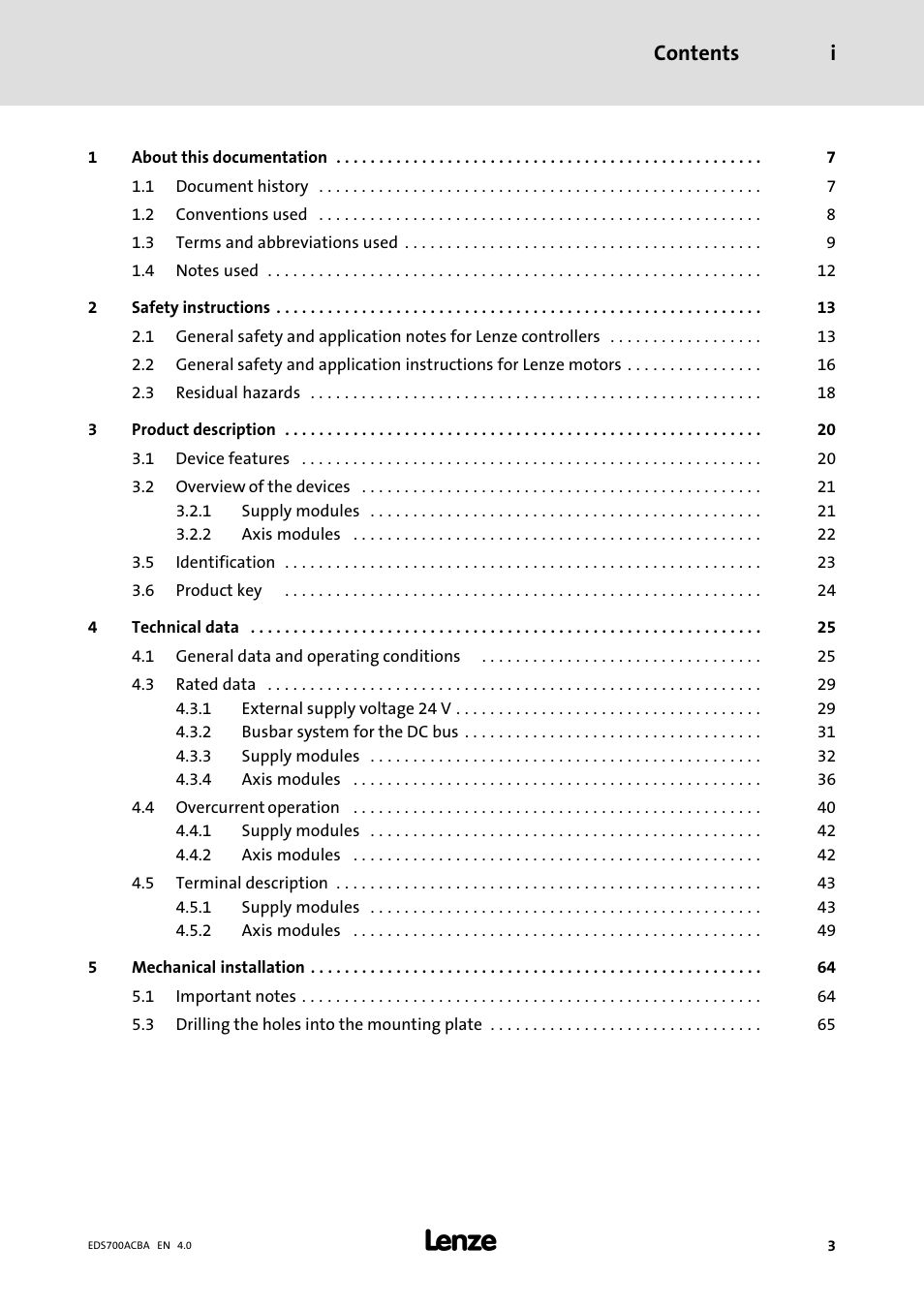 Lenze i700 Manual User Manual | Page 3 / 159