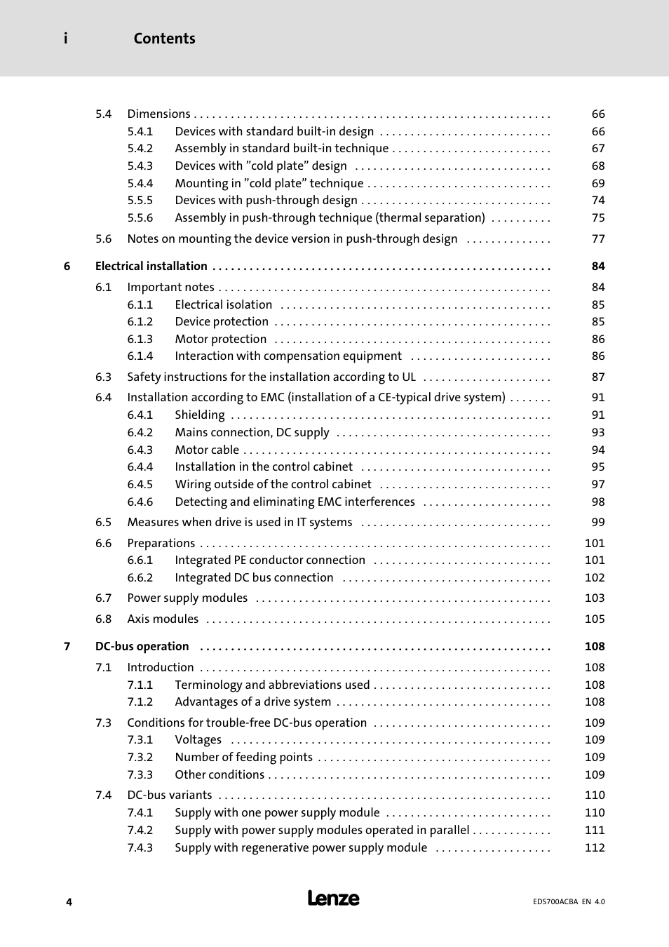Contents i | Lenze i700 Manual User Manual | Page 4 / 159