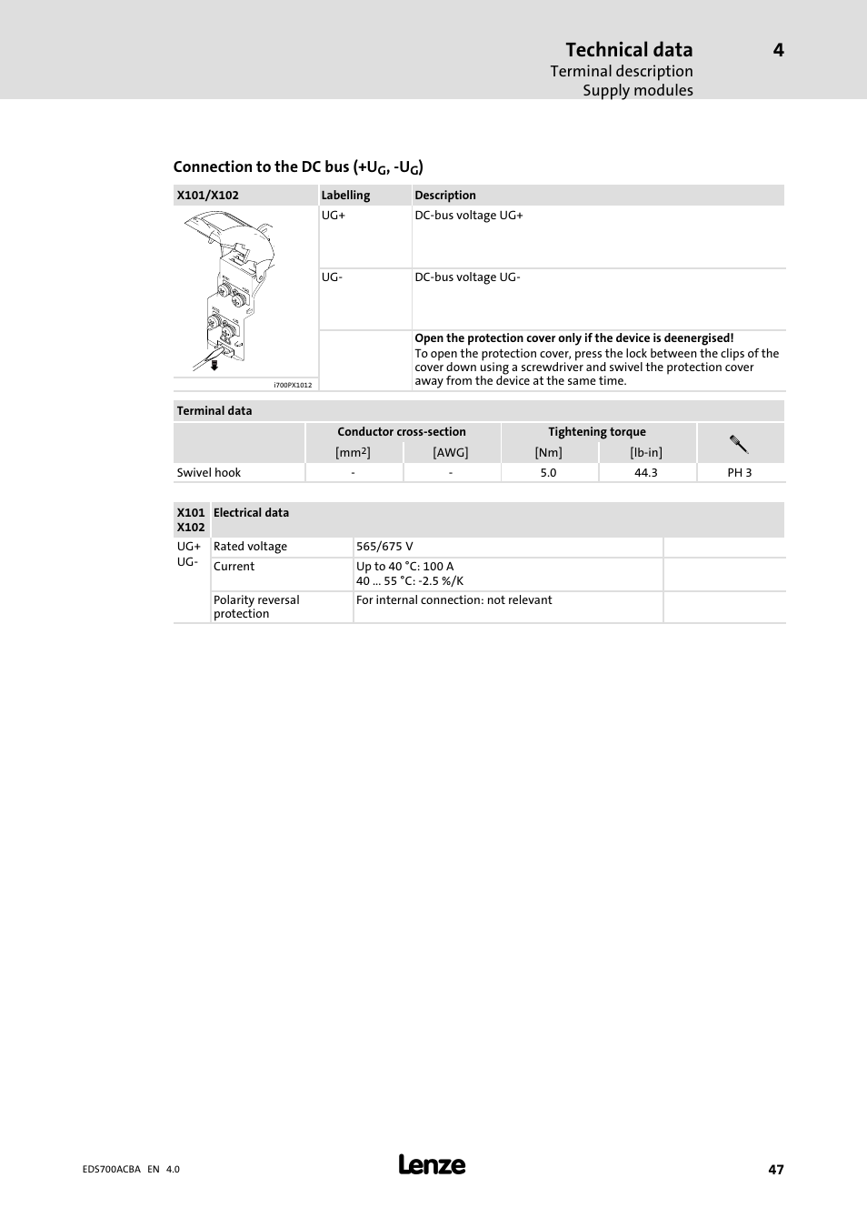 Technical data | Lenze i700 Manual User Manual | Page 47 / 159