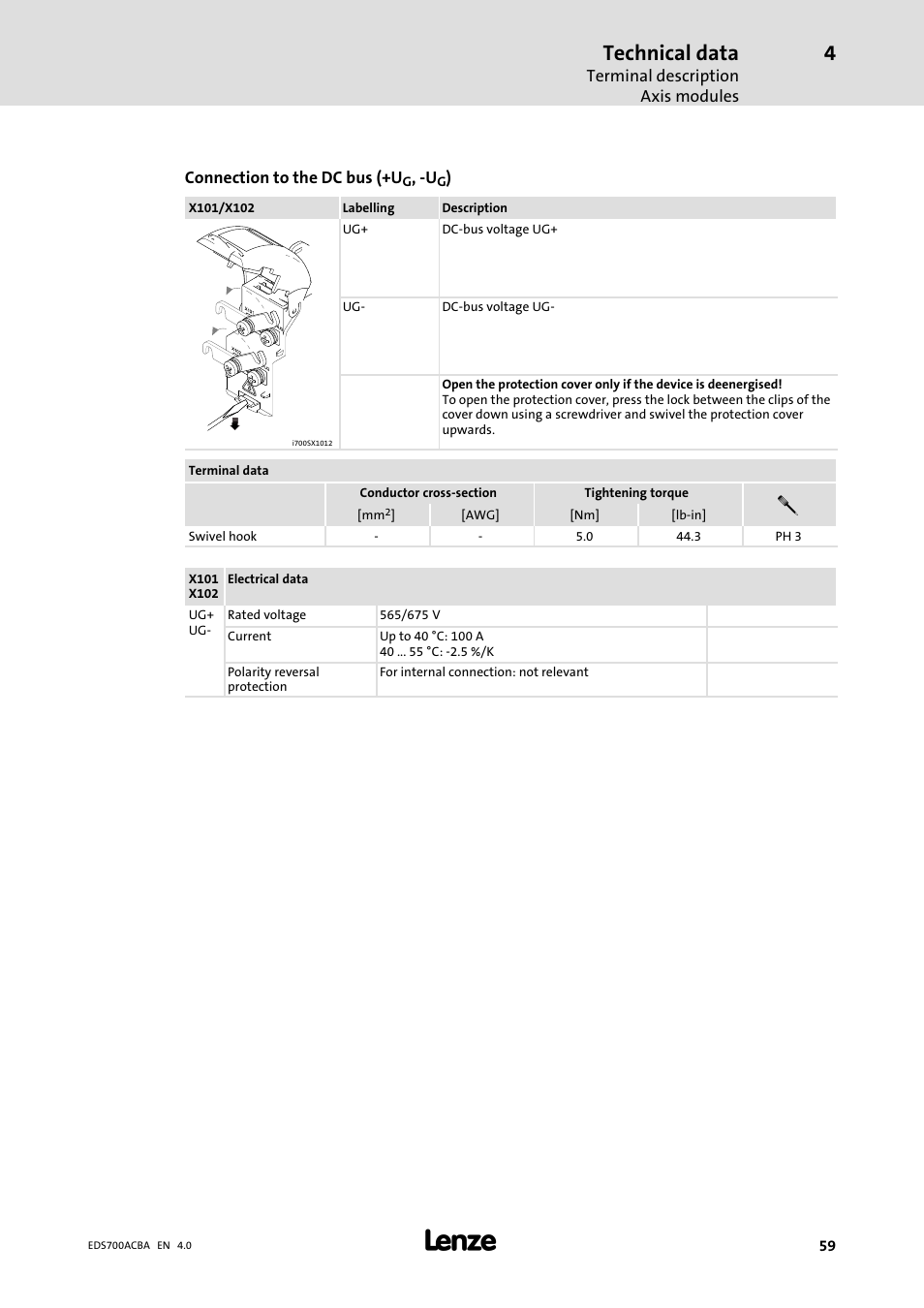 Technical data | Lenze i700 Manual User Manual | Page 59 / 159