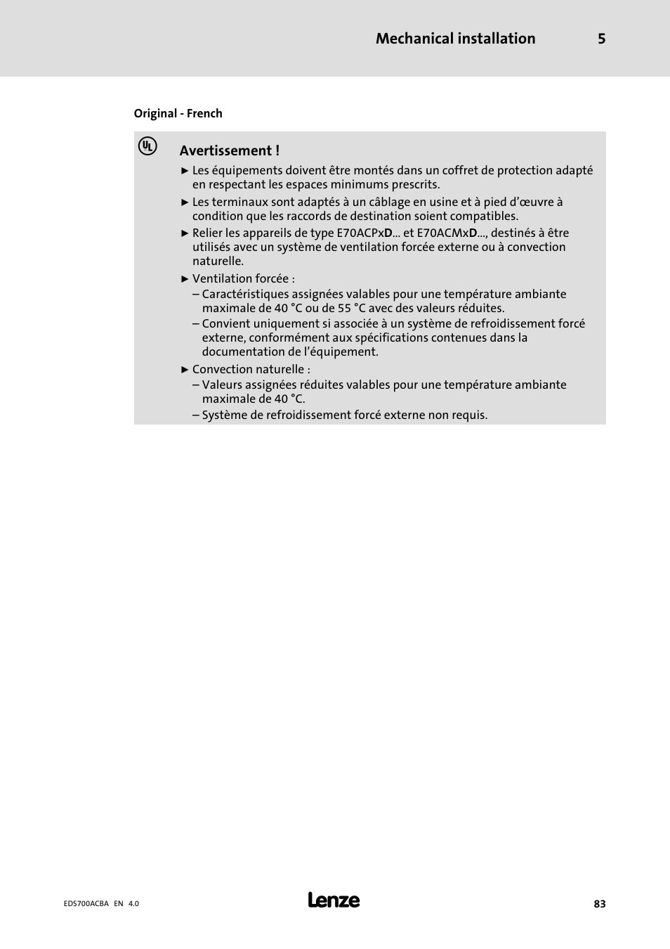 Mechanical installation 5 | Lenze i700 Manual User Manual | Page 83 / 159