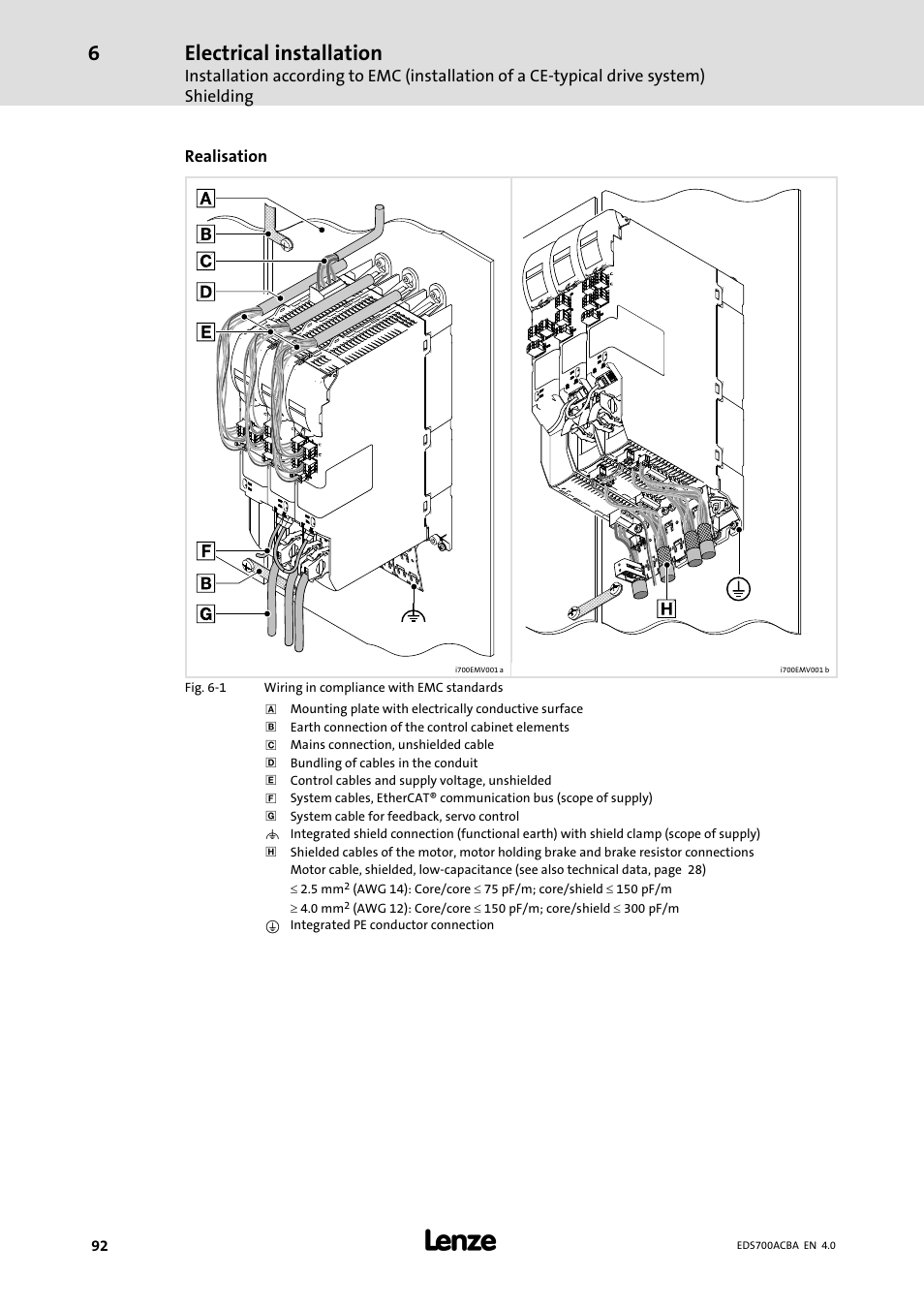Electrical installation | Lenze i700 Manual User Manual | Page 92 / 159