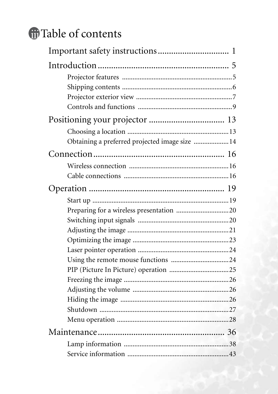 BenQ PB8260 User Manual | Page 3 / 53
