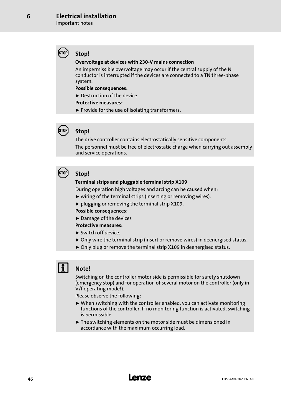 Lenze 8400 BaseLine Manual User Manual | Page 46 / 114