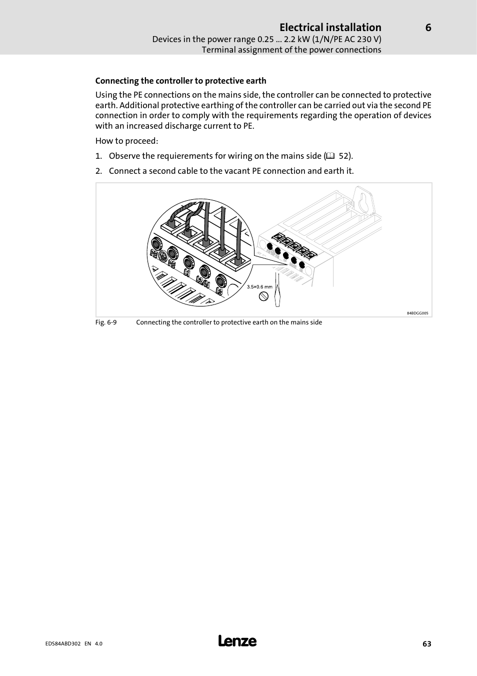 Electrical installation | Lenze 8400 BaseLine Manual User Manual | Page 63 / 114