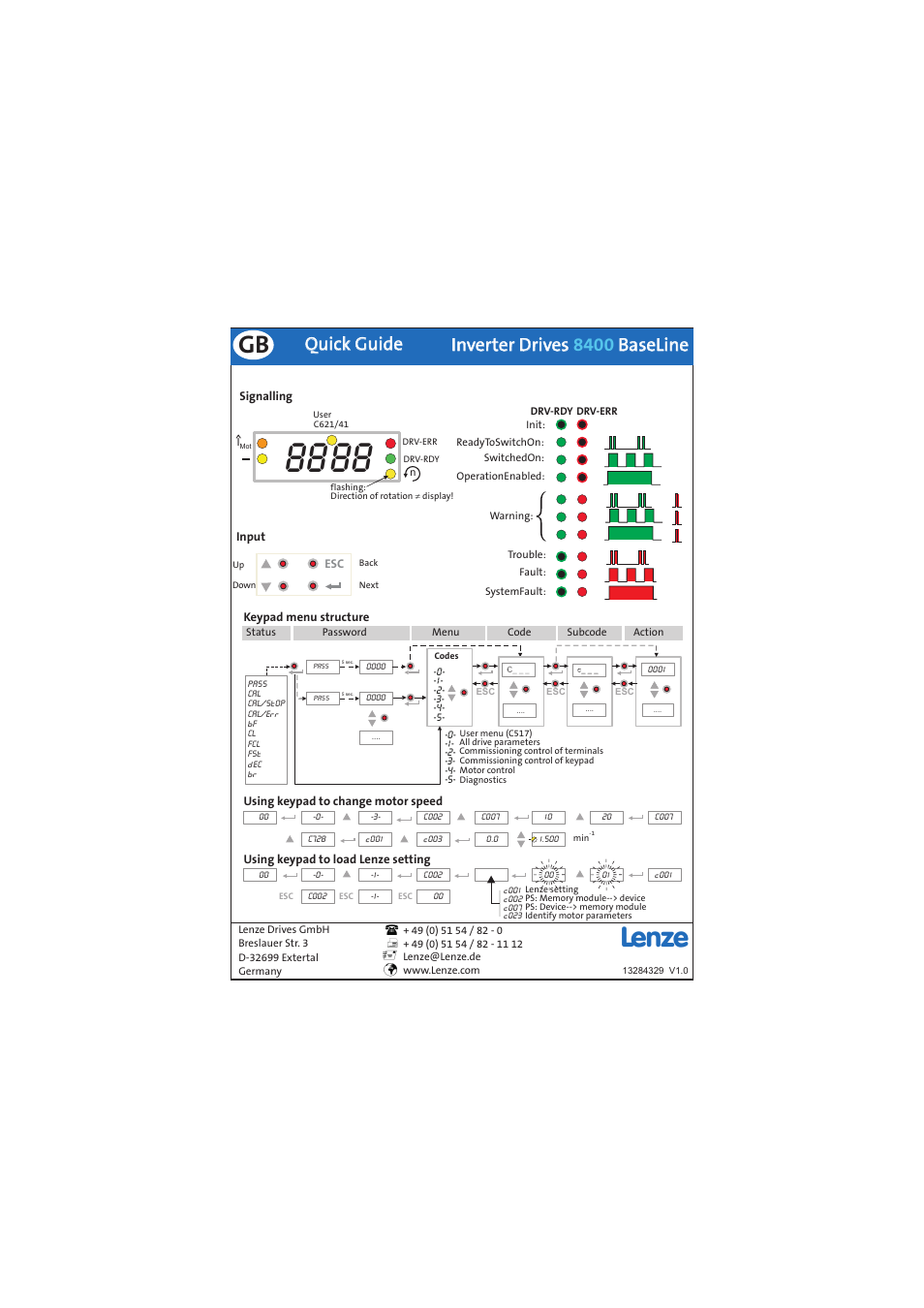 Quick guide | Lenze 8400 BaseLine Guide Quick Guide User Manual | Page 3 / 10