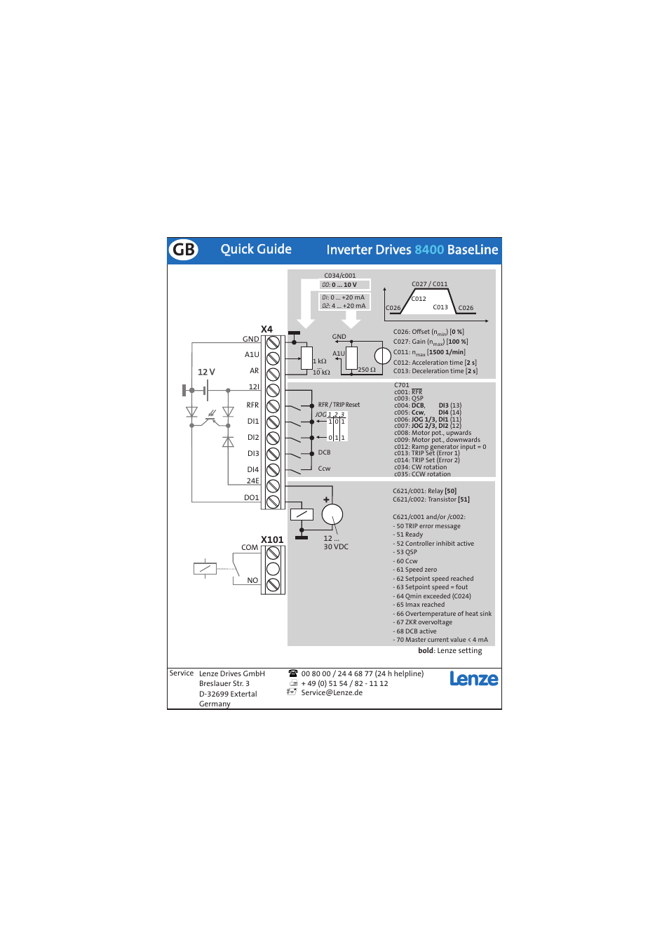 Quick guide | Lenze 8400 BaseLine Guide Quick Guide User Manual | Page 4 / 10