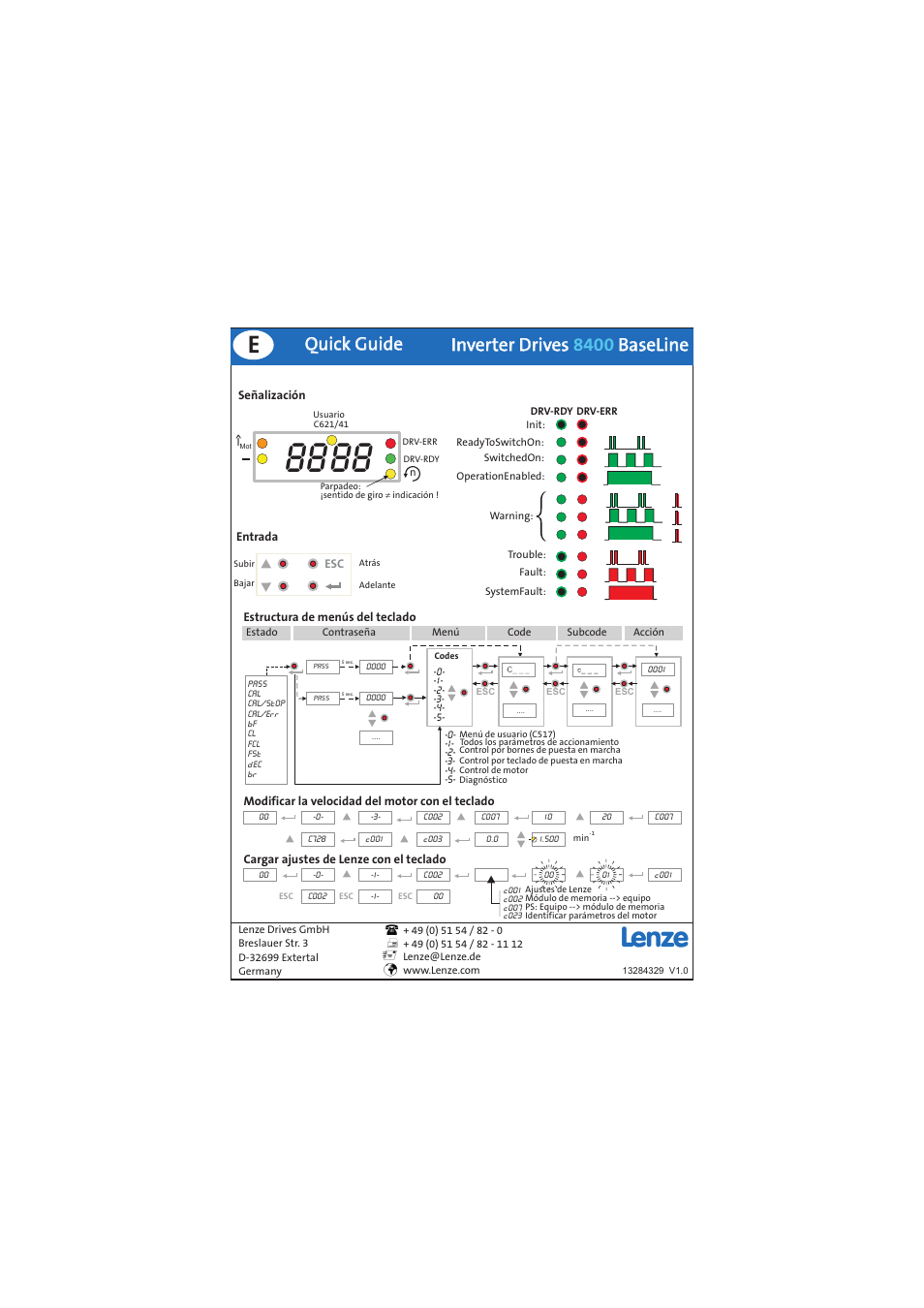 Quick guide | Lenze 8400 BaseLine Guide Quick Guide User Manual | Page 7 / 10