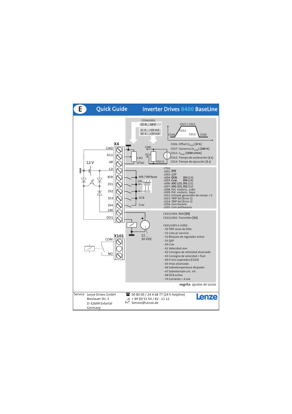 Quick guide | Lenze 8400 BaseLine Guide Quick Guide User Manual | Page 8 / 10
