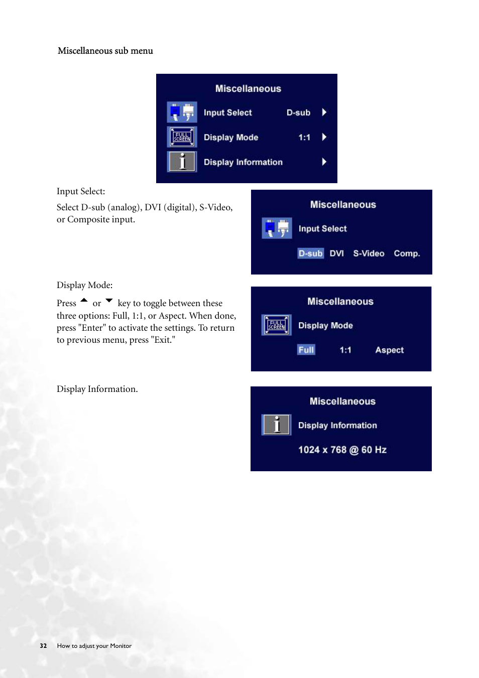 BenQ FP231W User Manual | Page 32 / 37