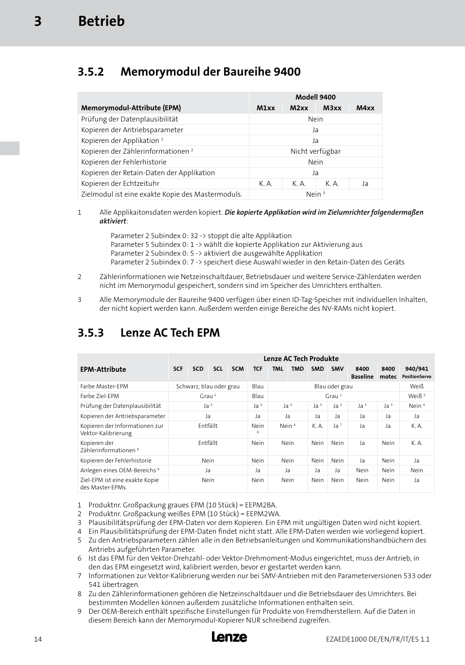 3betrieb, 3 lenze ac tech epm | Lenze EZAEDE1000 User Manual | Page 14 / 76