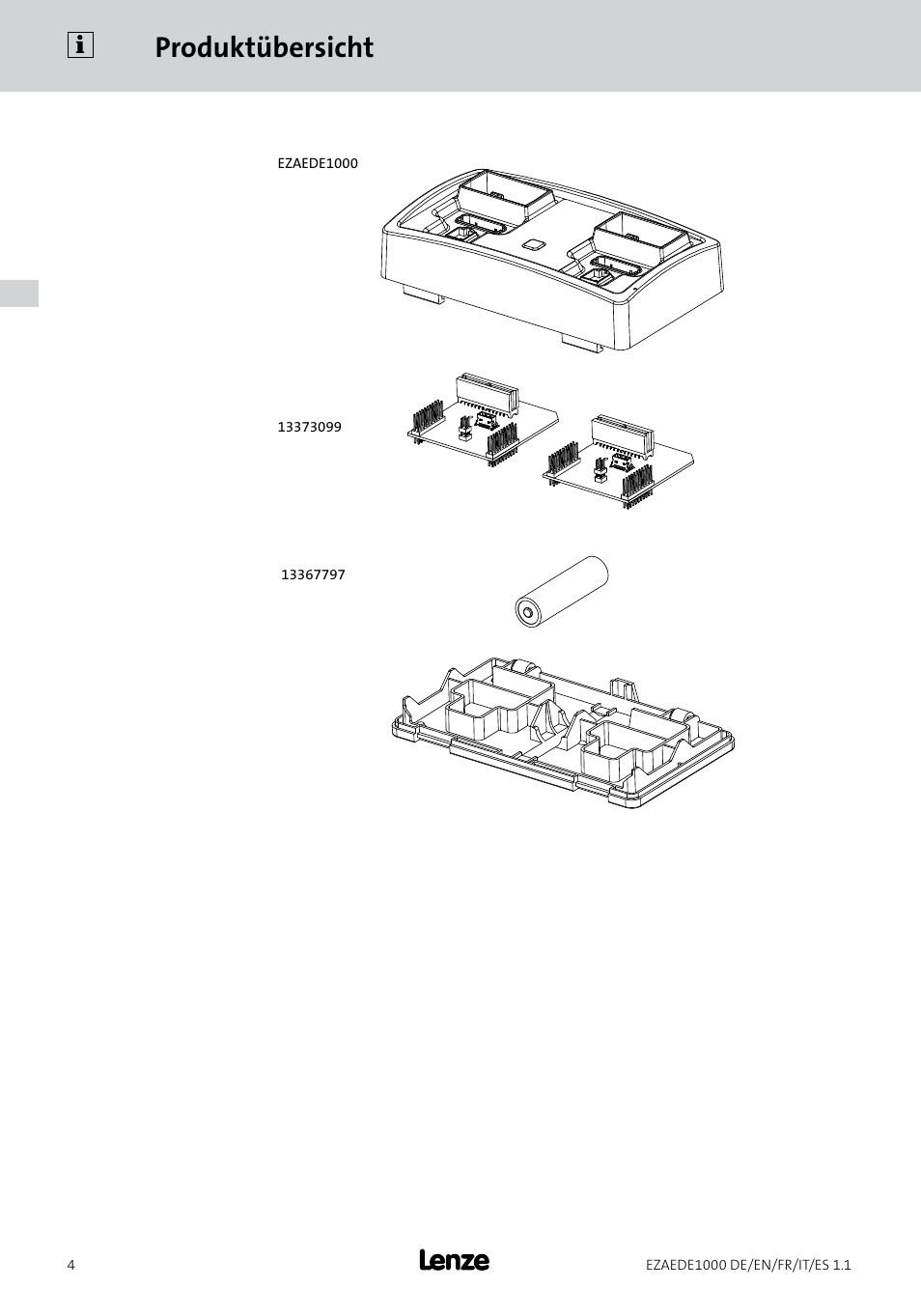 Produktübersicht | Lenze EZAEDE1000 User Manual | Page 4 / 76