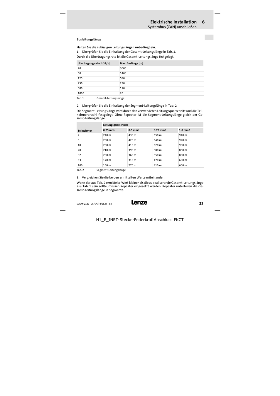 Elektrische installation | Lenze EMF2180IB EthernetCAN User Manual | Page 23 / 134