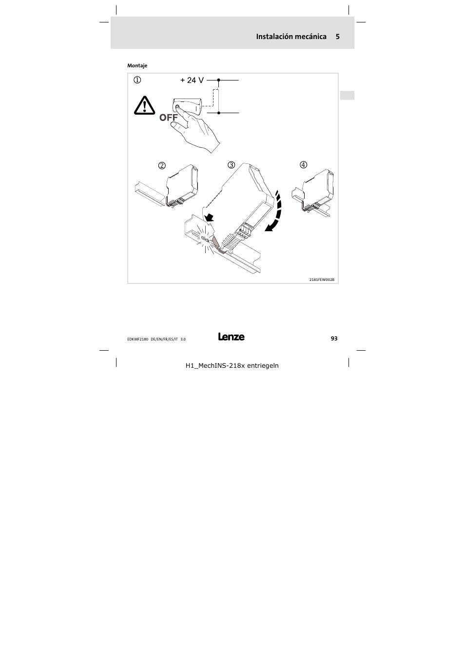 5 instalación mecánica, Instalación mecánica, Instalación mecánica 5 | Lenze EMF2180IB EthernetCAN User Manual | Page 93 / 134