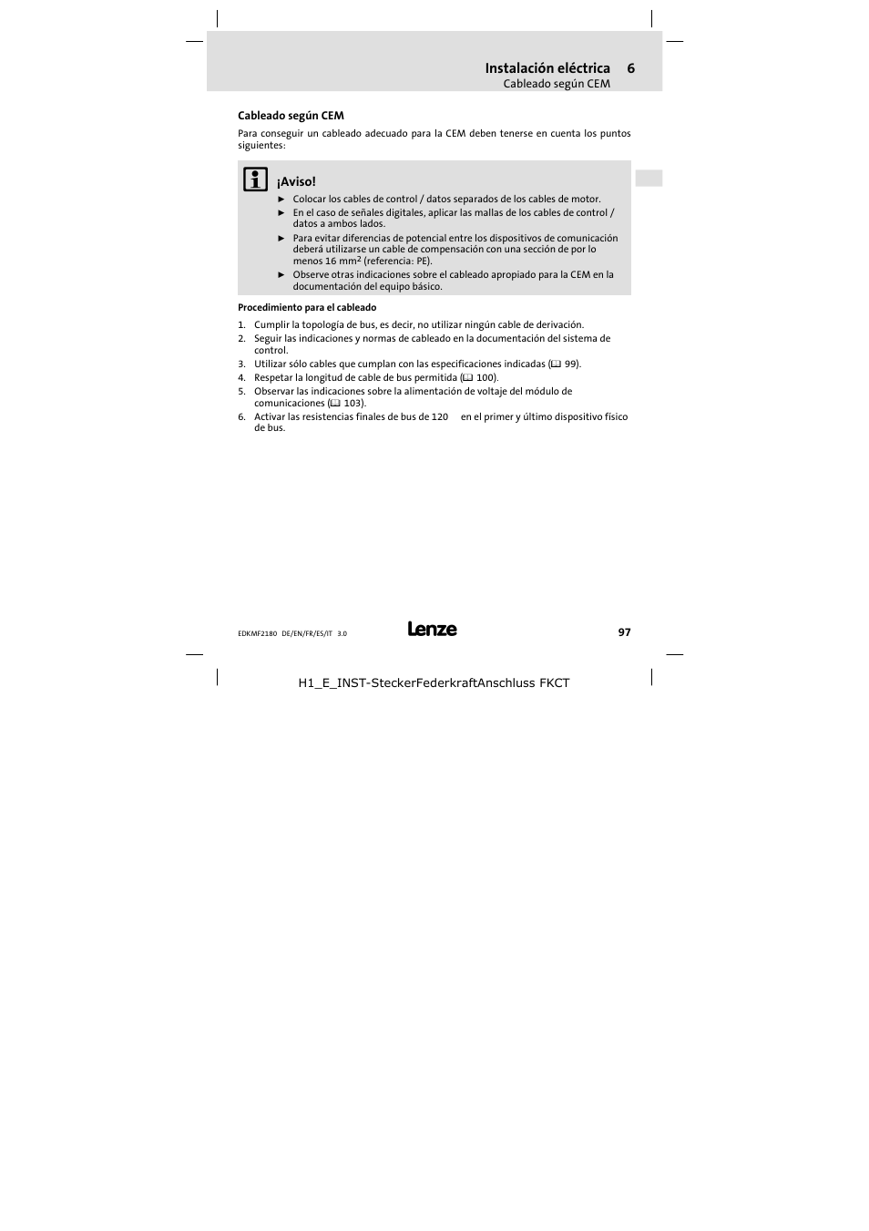Cableado según cem | Lenze EMF2180IB EthernetCAN User Manual | Page 97 / 134
