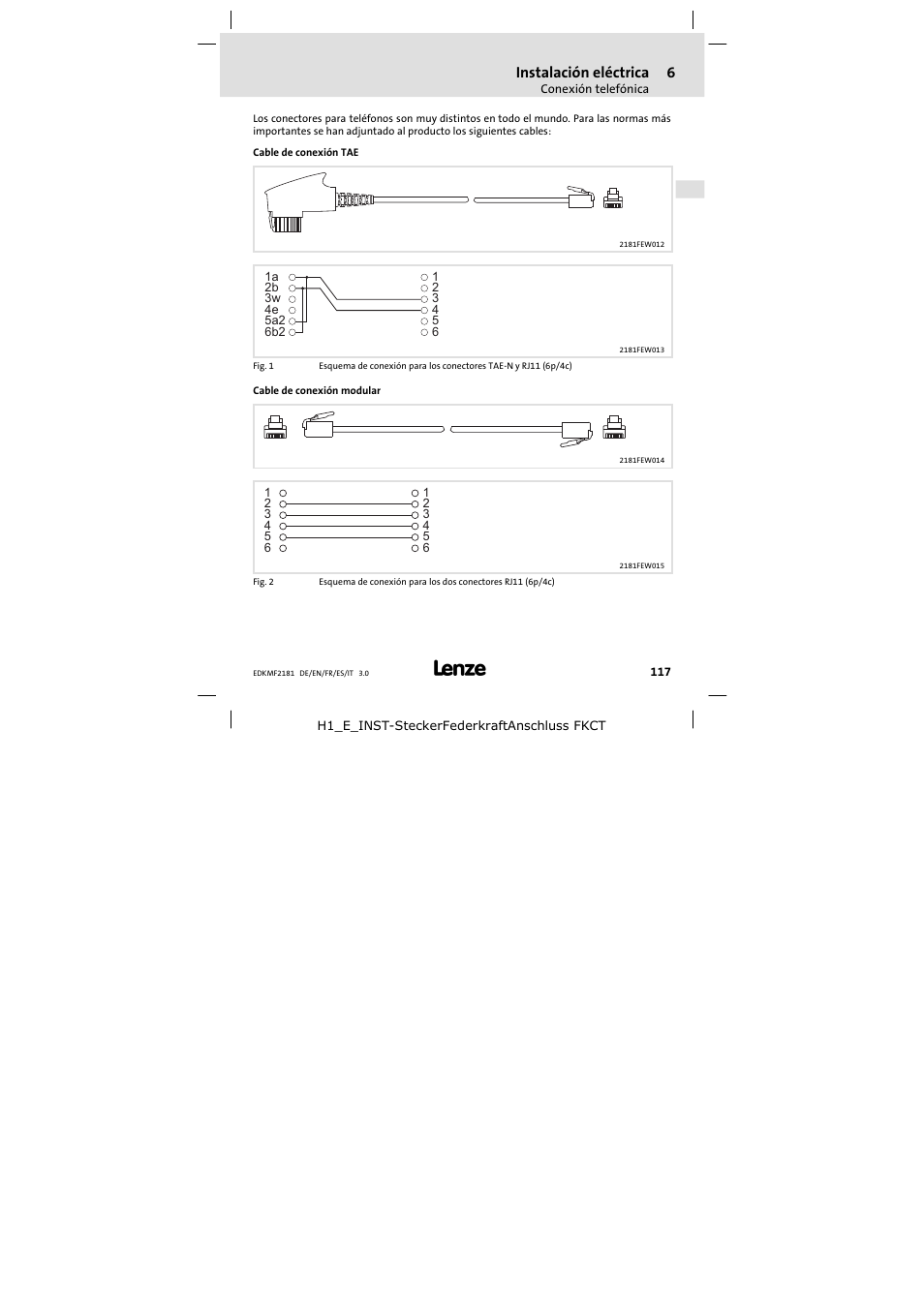 Instalación eléctrica | Lenze EMF2181IB User Manual | Page 117 / 154