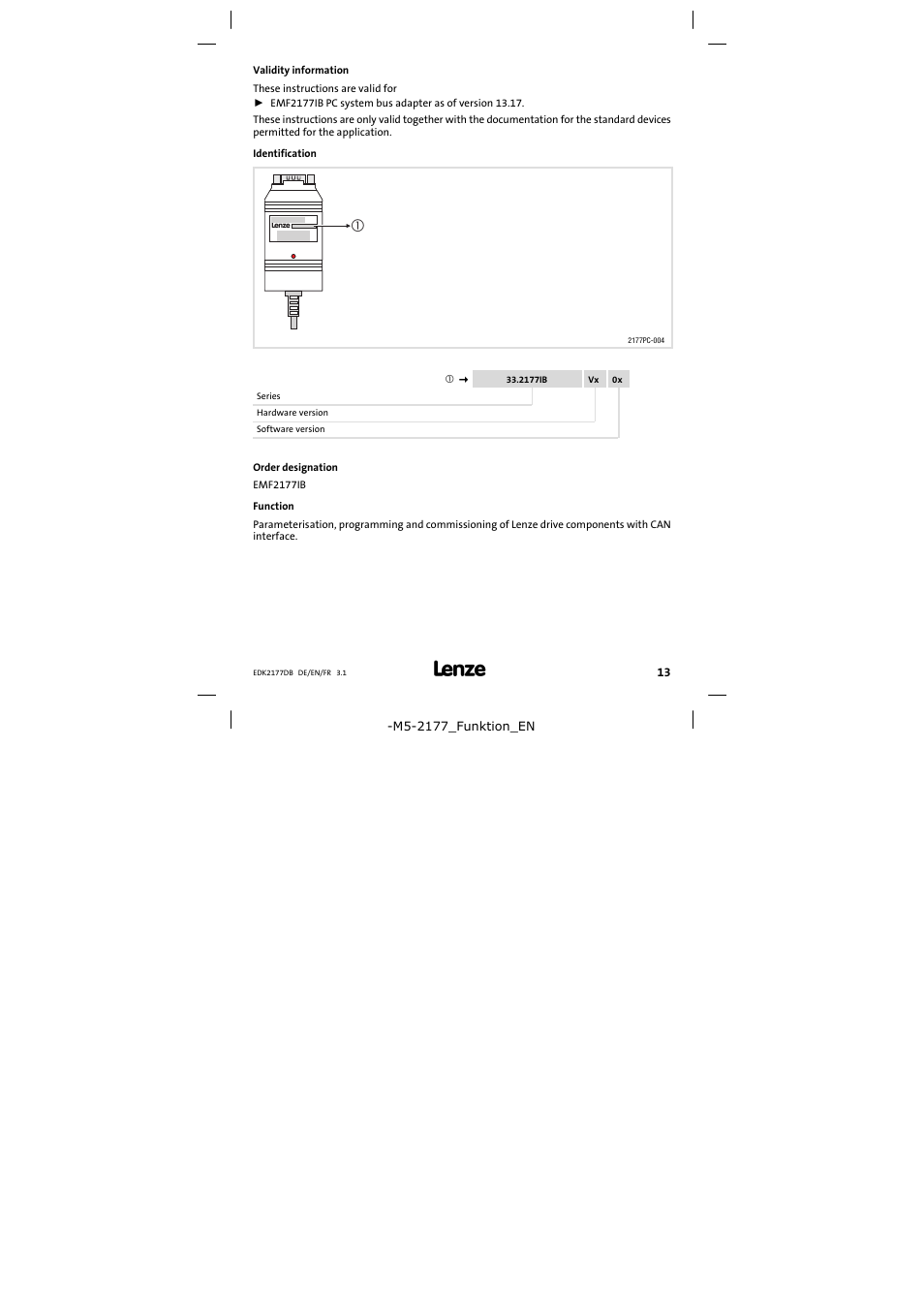 Validity information | Lenze EMF2177IB User Manual | Page 13 / 28