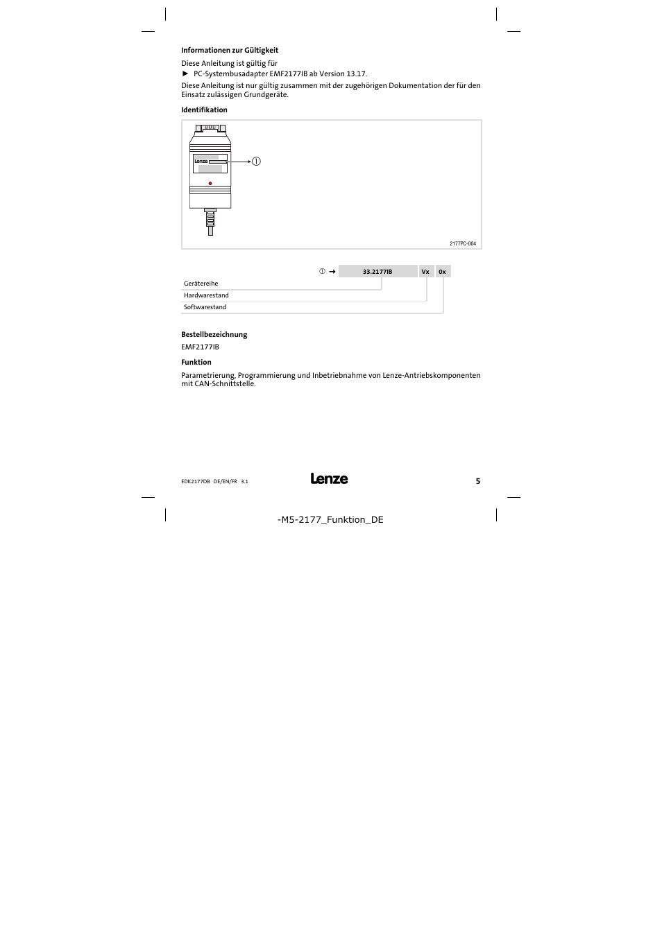 Informationen zur gültigkeit | Lenze EMF2177IB User Manual | Page 5 / 28