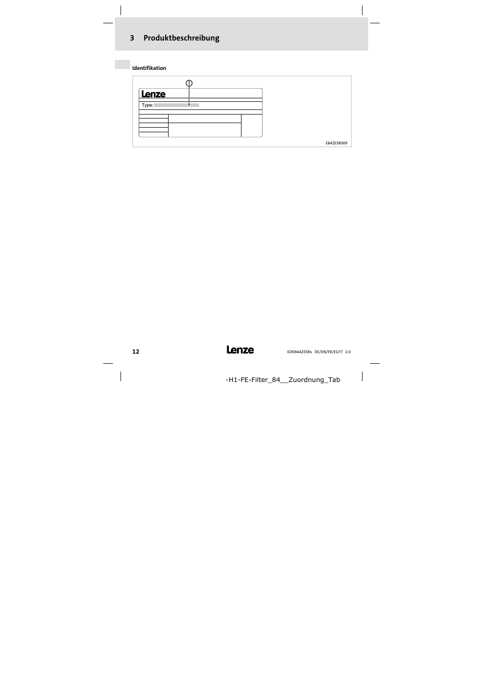 3 produktbeschreibung, Produktbeschreibung 12, 3produktbeschreibung | Lenze E84AZESR RFI filter 3-29A User Manual | Page 12 / 154