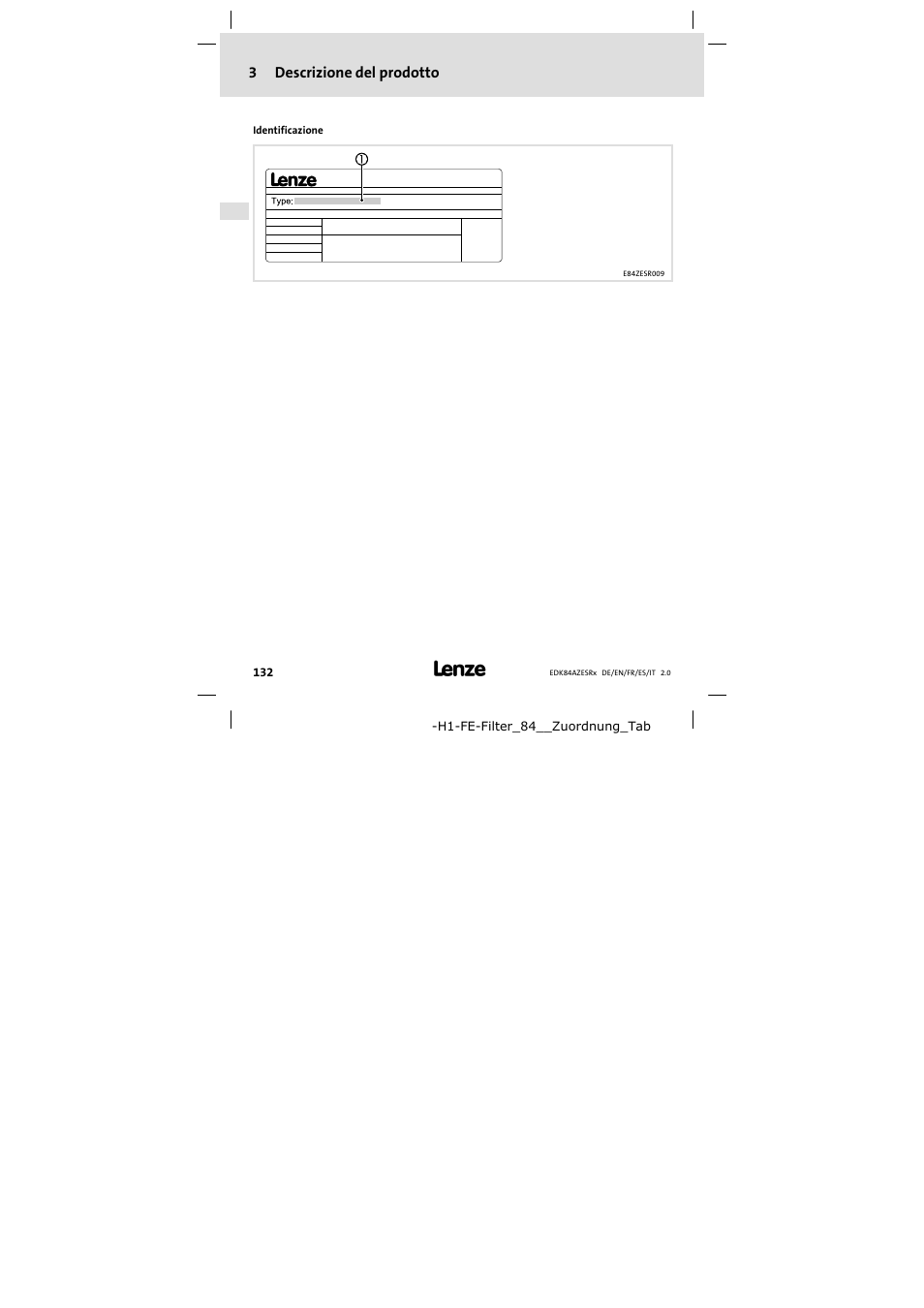 3 descrizione del prodotto, Descrizione del prodotto, 3descrizione del prodotto | Lenze E84AZESR RFI filter 3-29A User Manual | Page 132 / 154