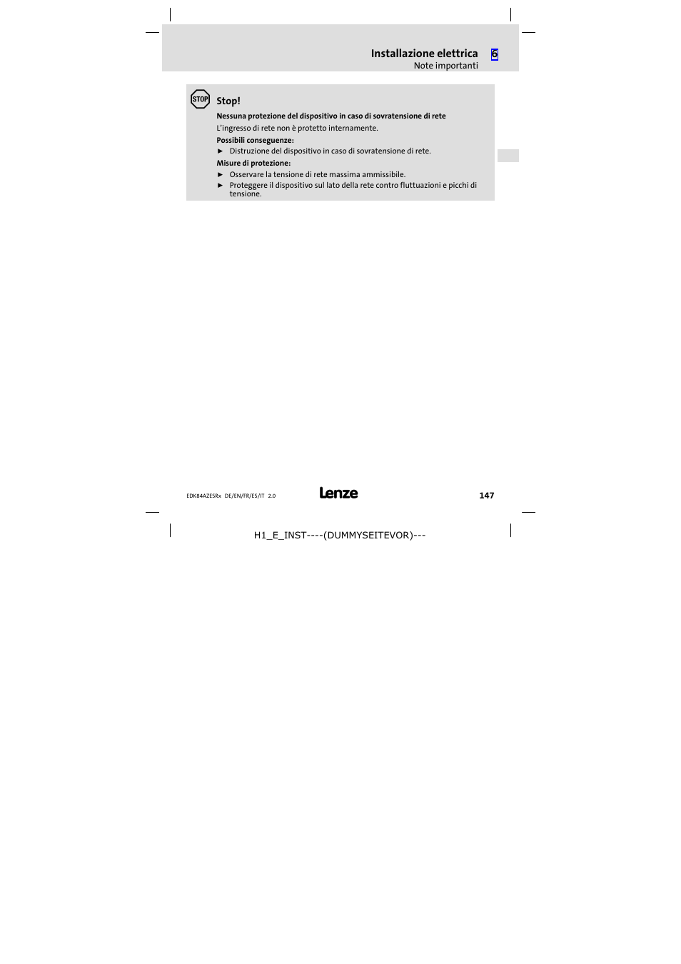 Lenze E84AZESR RFI filter 3-29A User Manual | Page 147 / 154