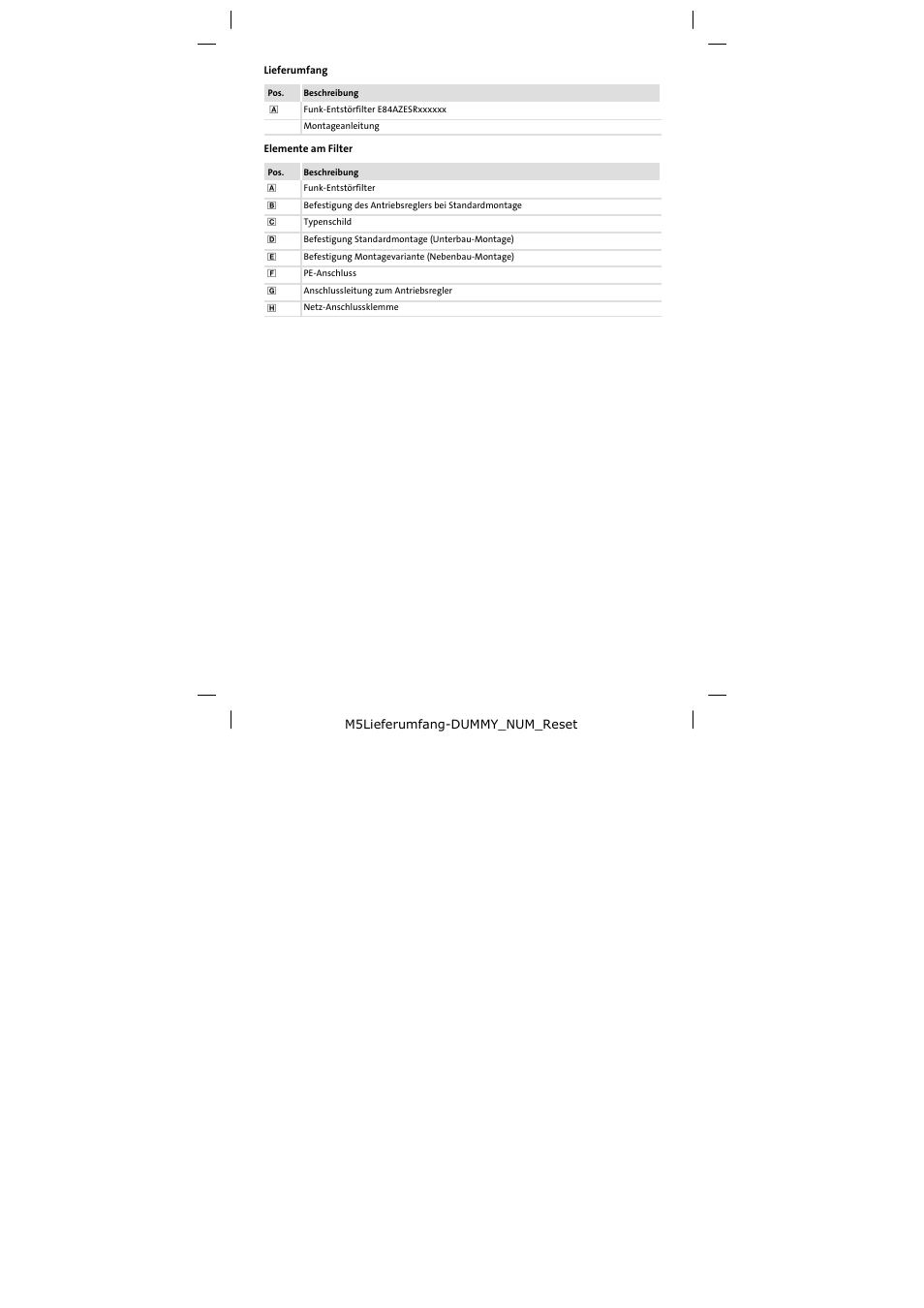 Lieferumfang | Lenze E84AZESR RFI filter 3-29A User Manual | Page 4 / 154