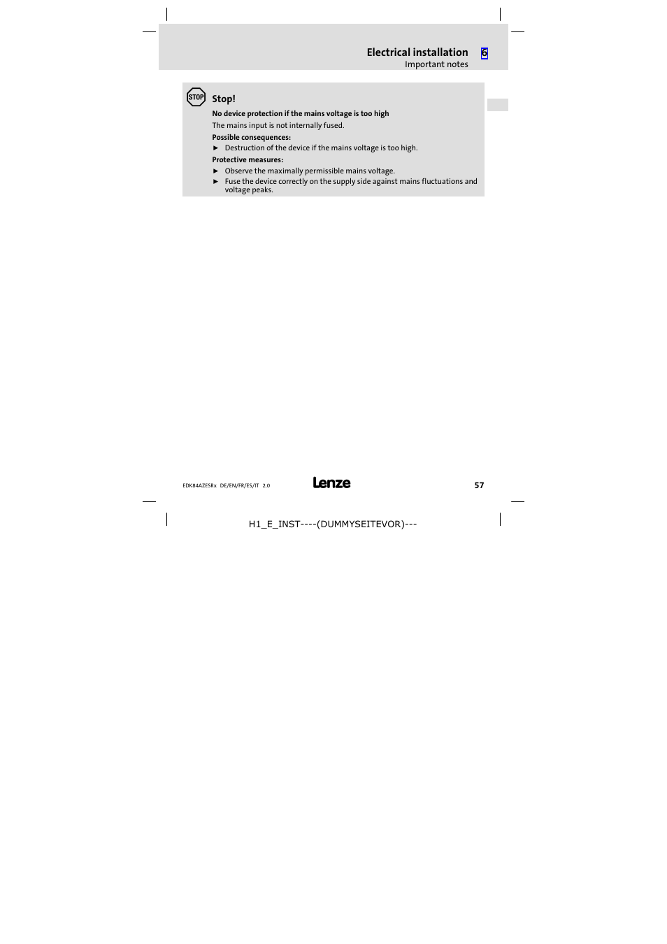 Lenze E84AZESR RFI filter 3-29A User Manual | Page 57 / 154