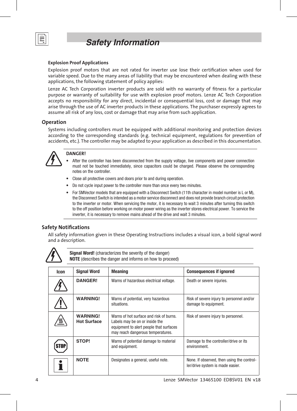 Safety information | Lenze ESV SMV frequency inverter User Manual | Page 6 / 66