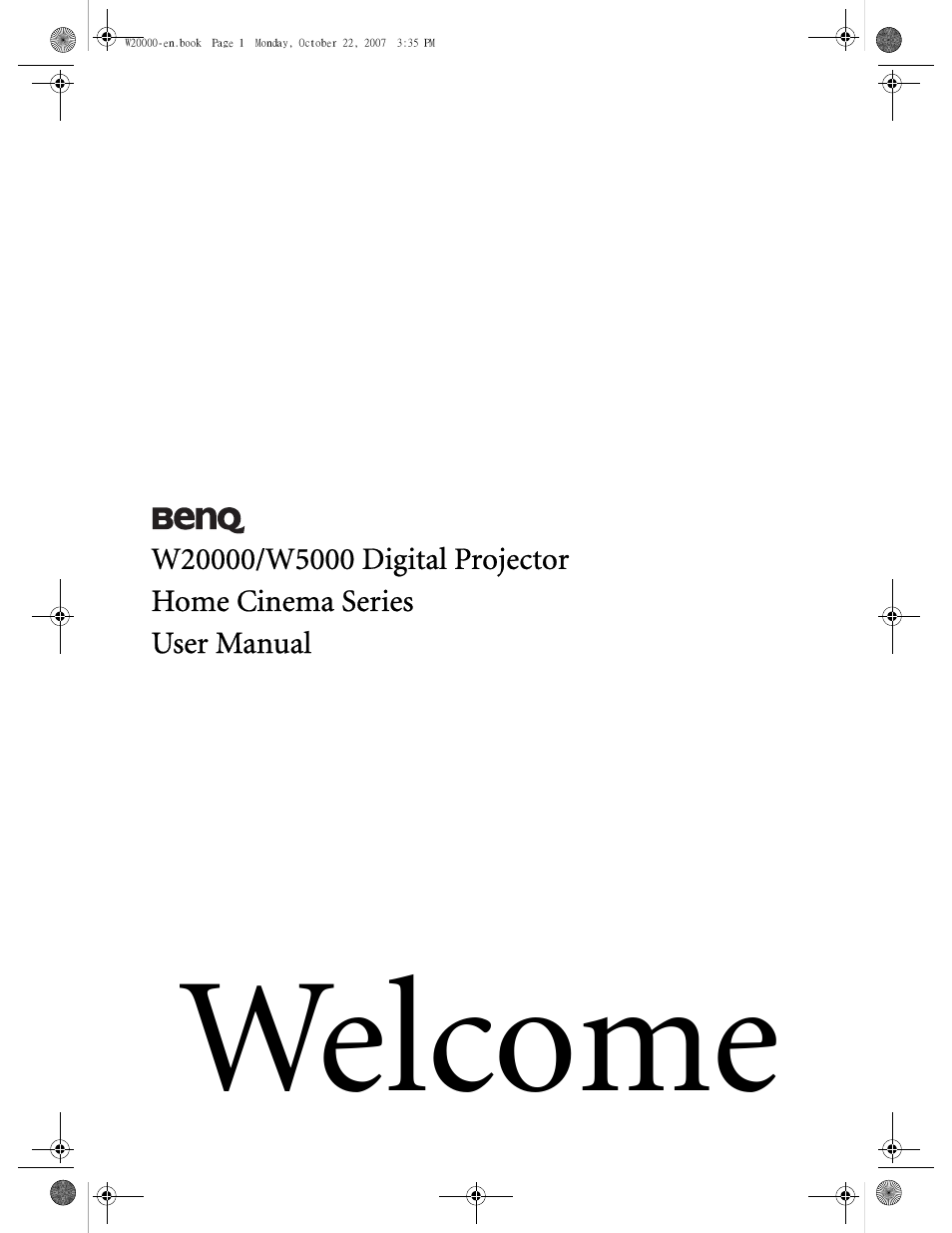 BenQ W20000 User Manual | 53 pages