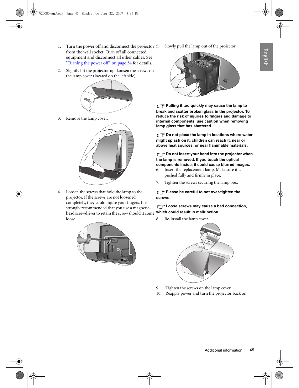 Eng lish | BenQ W20000 User Manual | Page 45 / 53