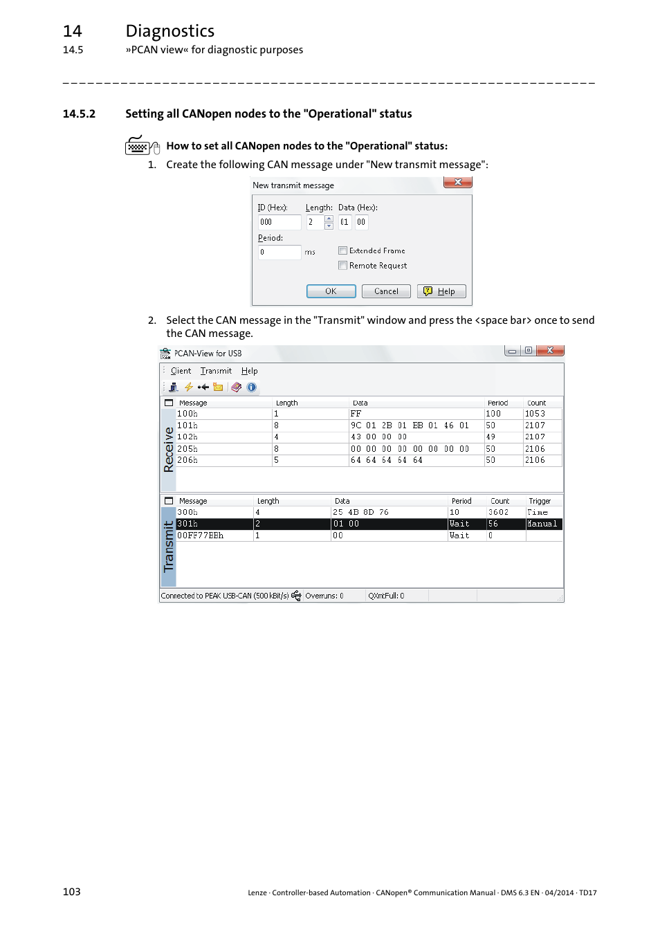 14 diagnostics | Lenze CANopen Controller-based Automation User Manual | Page 103 / 110