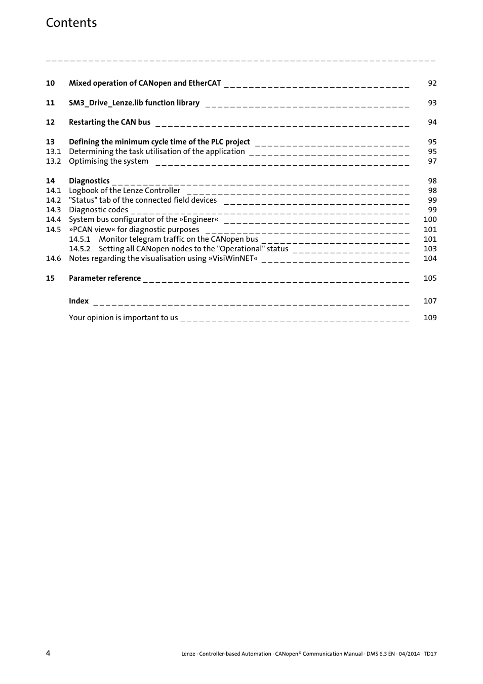 Lenze CANopen Controller-based Automation User Manual | Page 4 / 110