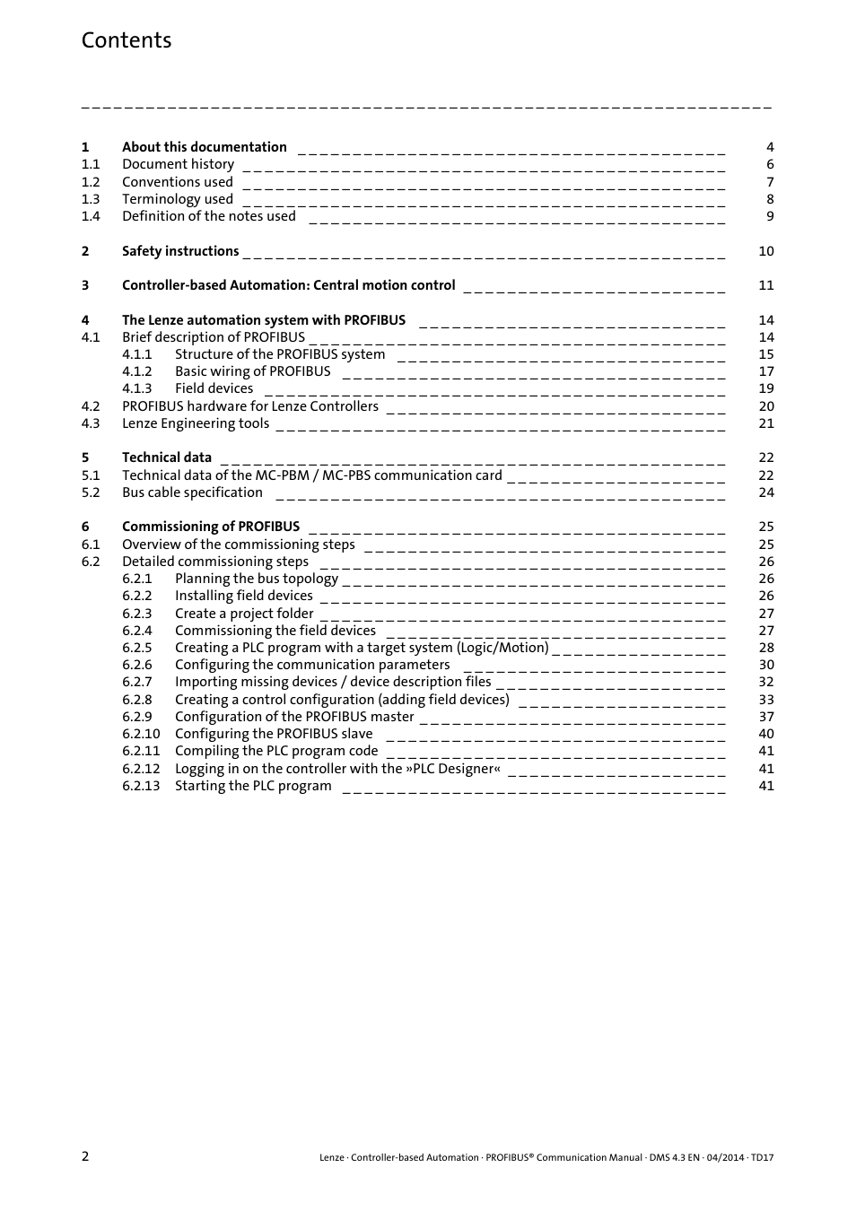 Lenze PROFIBUS Controller-based Automation User Manual | Page 2 / 55