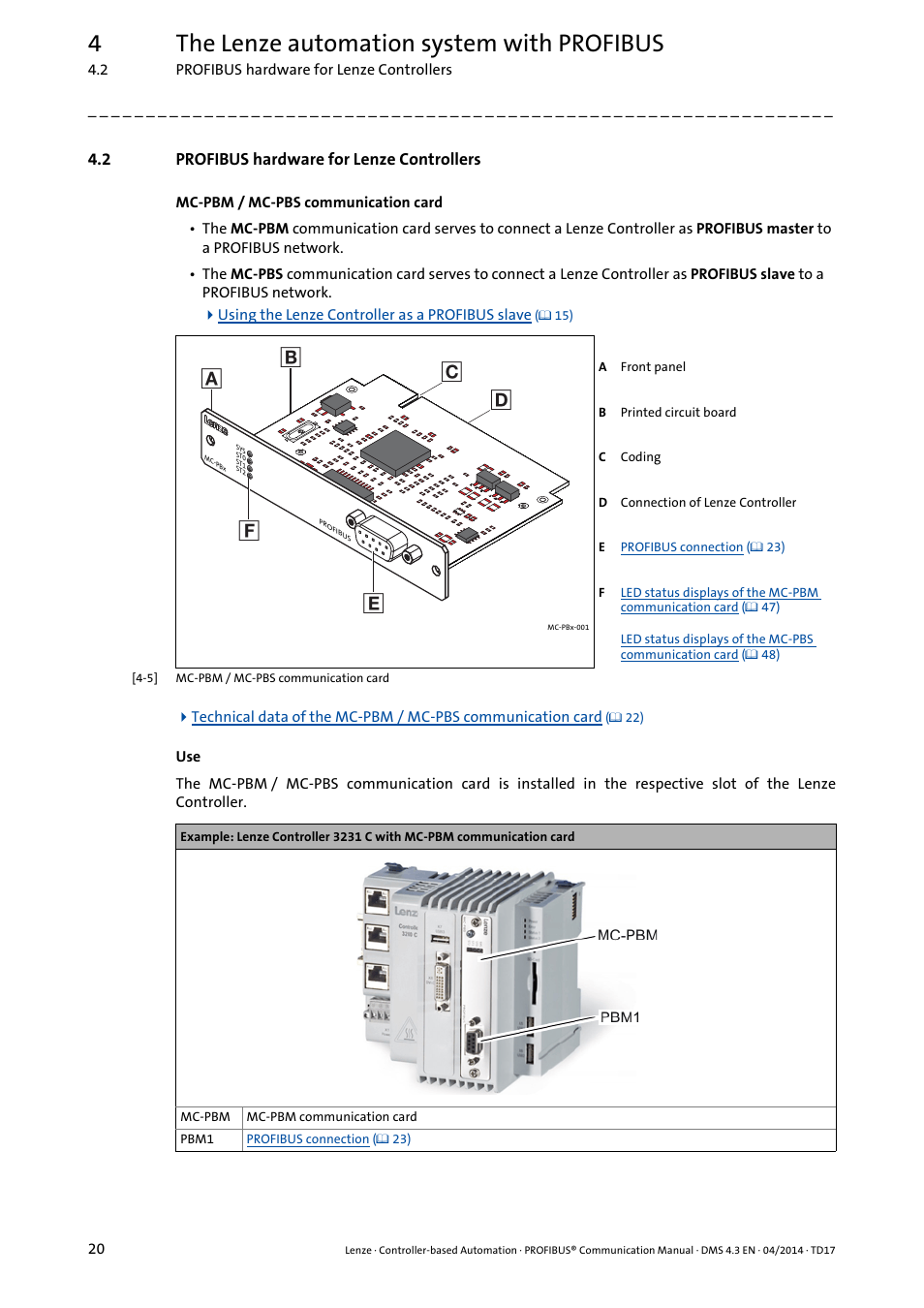 2 profibus hardware for lenze controllers, Profibus hardware for lenze controllers, 4the lenze automation system with profibus | Lenze PROFIBUS Controller-based Automation User Manual | Page 20 / 55