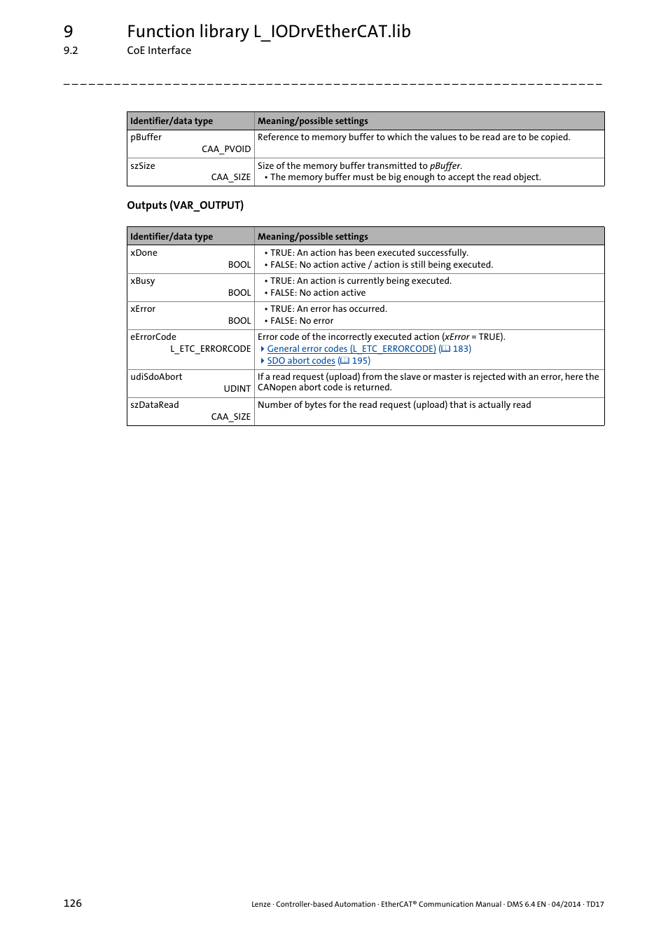 9function library l_iodrvethercat.lib | Lenze EtherCAT Controller-based Automation User Manual | Page 126 / 205