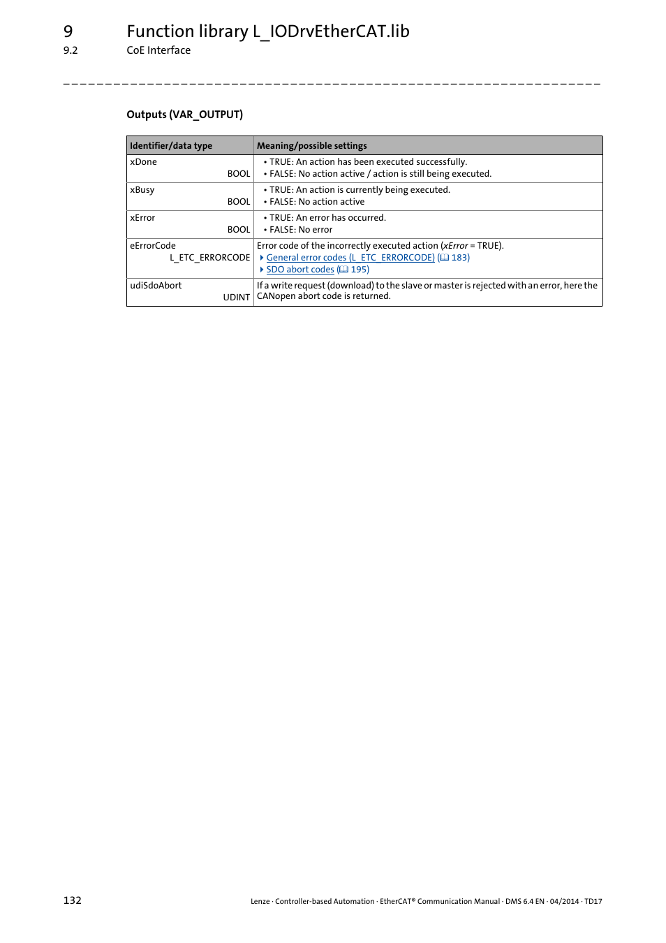 9function library l_iodrvethercat.lib | Lenze EtherCAT Controller-based Automation User Manual | Page 132 / 205