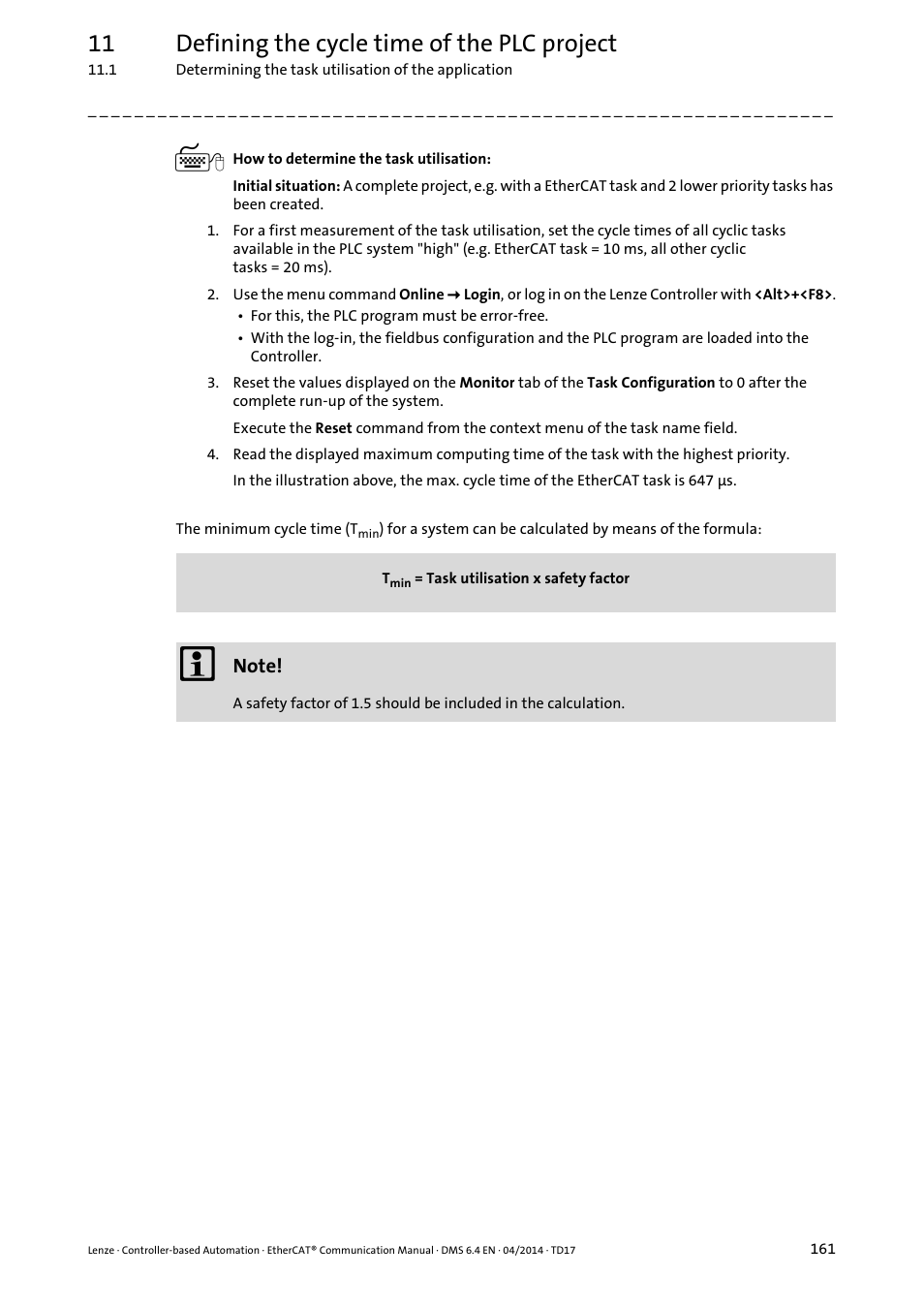 11 defining the cycle time of the plc project | Lenze EtherCAT Controller-based Automation User Manual | Page 161 / 205