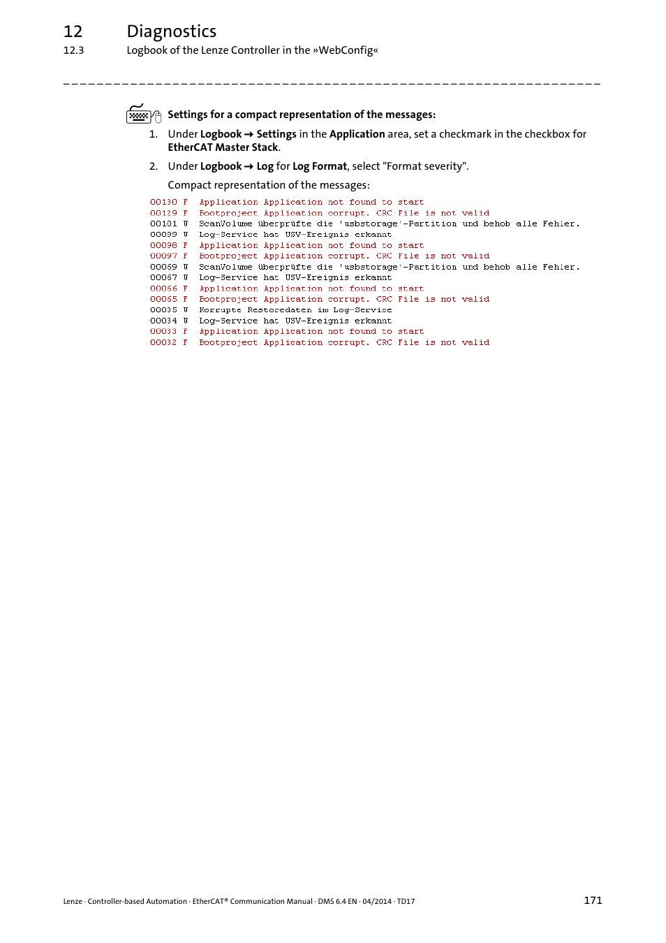 12 diagnostics | Lenze EtherCAT Controller-based Automation User Manual | Page 171 / 205