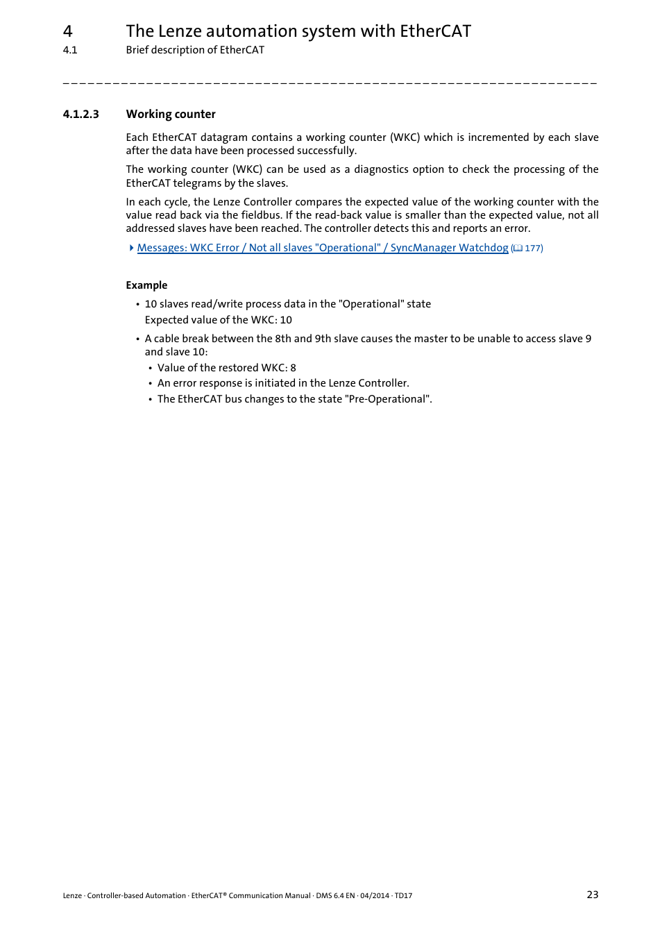 3 working counter, Working counter, 4the lenze automation system with ethercat | Lenze EtherCAT Controller-based Automation User Manual | Page 23 / 205