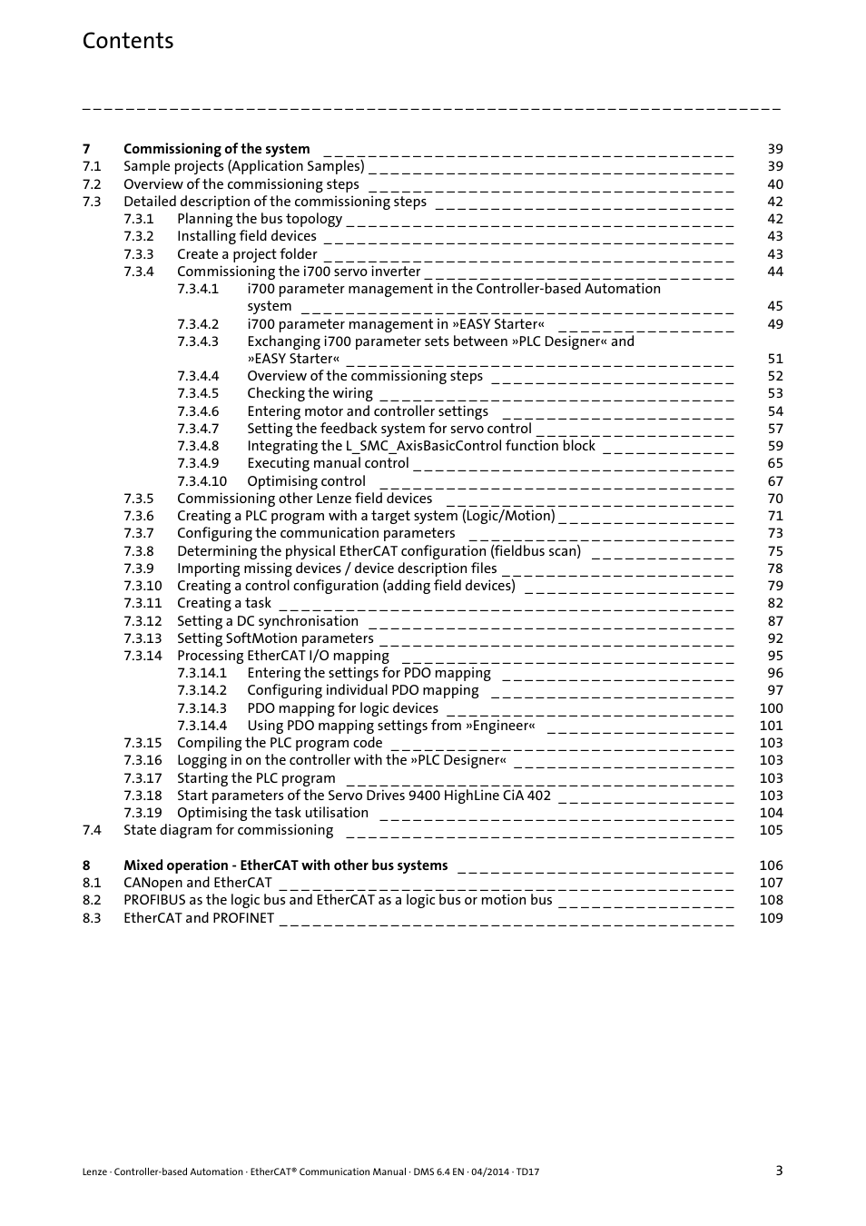 Lenze EtherCAT Controller-based Automation User Manual | Page 3 / 205