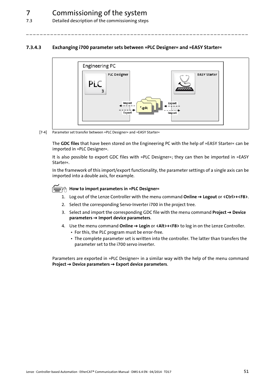 Easy starter, 7commissioning of the system | Lenze EtherCAT Controller-based Automation User Manual | Page 51 / 205