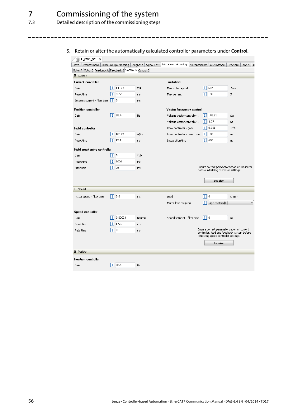 7commissioning of the system | Lenze EtherCAT Controller-based Automation User Manual | Page 56 / 205