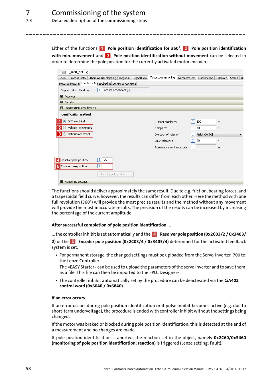 7commissioning of the system | Lenze EtherCAT Controller-based Automation User Manual | Page 58 / 205